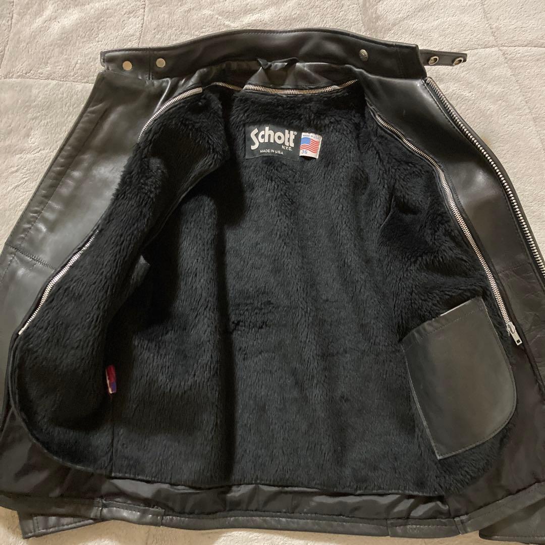新型・美品　Schott 641 シングルライダース　 ボアライナー付き　36