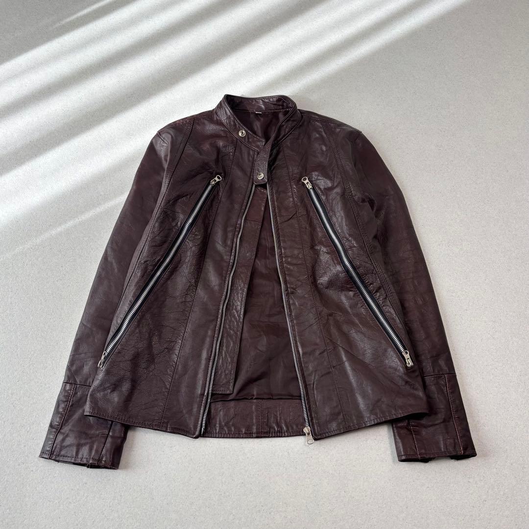 00s Y2K gimmick leather jacket 八の字 本革