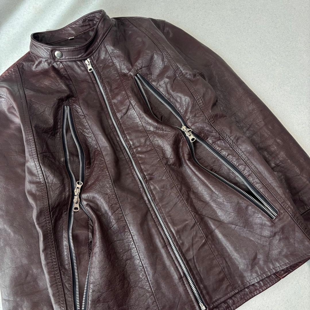 00s Y2K gimmick leather jacket 八の字 本革