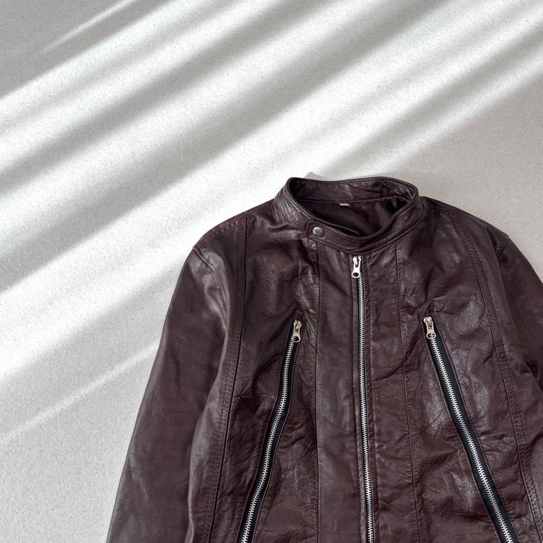 00s Y2K gimmick leather jacket 八の字 本革