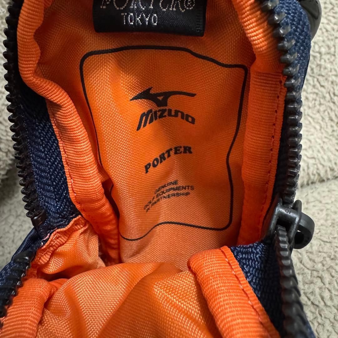 美品PORTER×MIZUNOポーター ミズノ ネイビー ゴルフボールポーチ