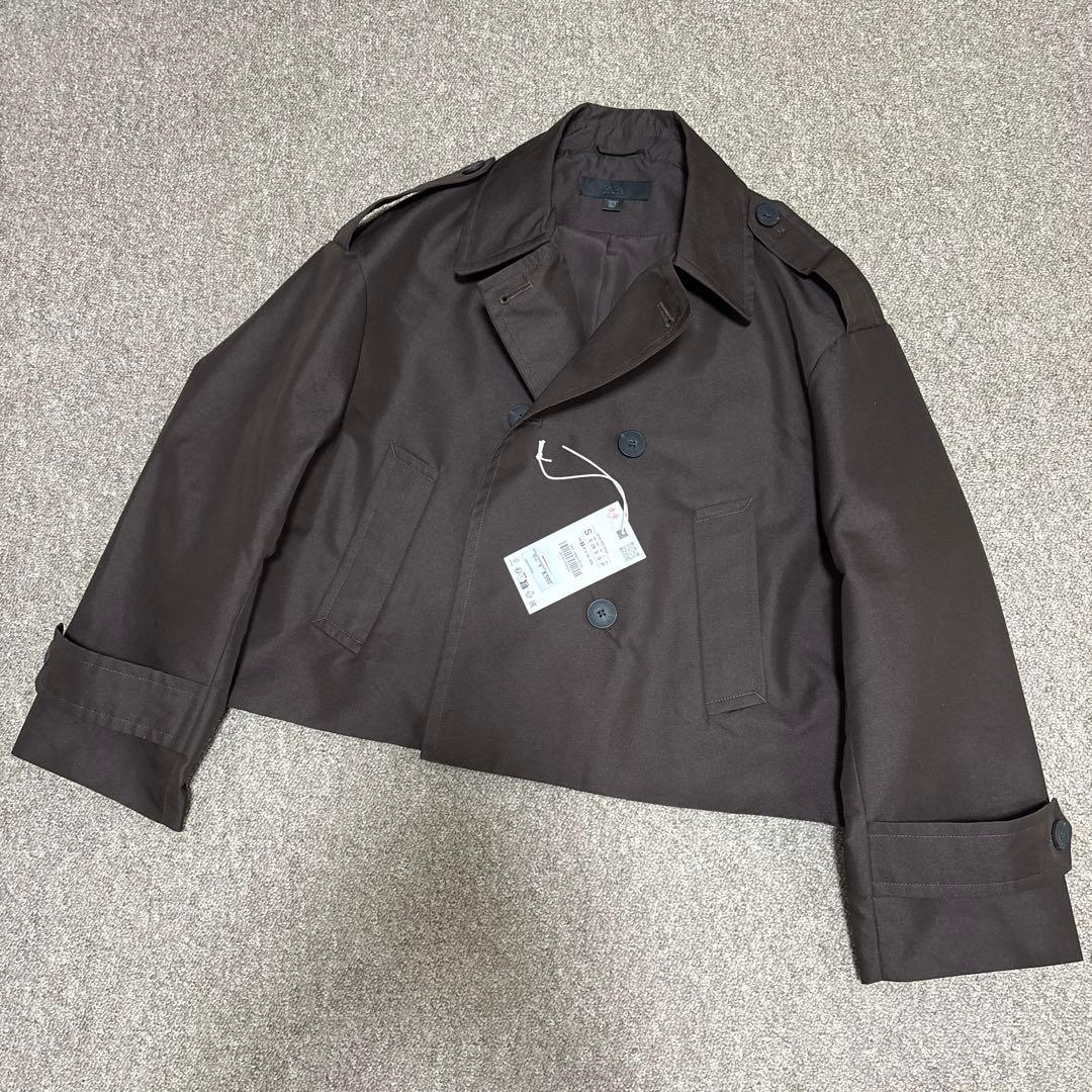 【新品同様】ZARA 今期購入 ショートダブルブレストトレンチコート ブラウン
