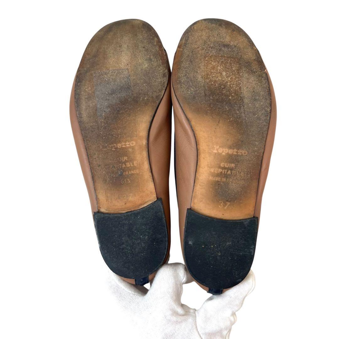 【美品】repetto フローラ フラットパンプス コンビレザー