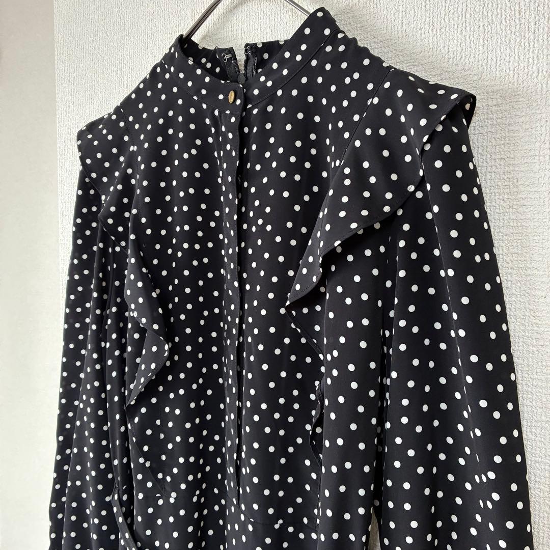 美品✨アルアバイル　ベルト付き　ロングワンピース　ドットサイドフリルワンピース
