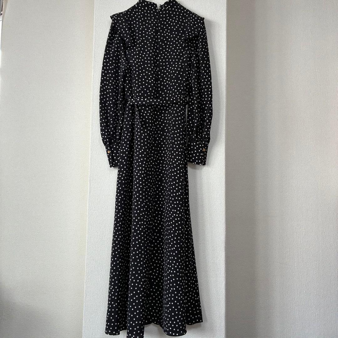美品✨アルアバイル　ベルト付き　ロングワンピース　ドットサイドフリルワンピース