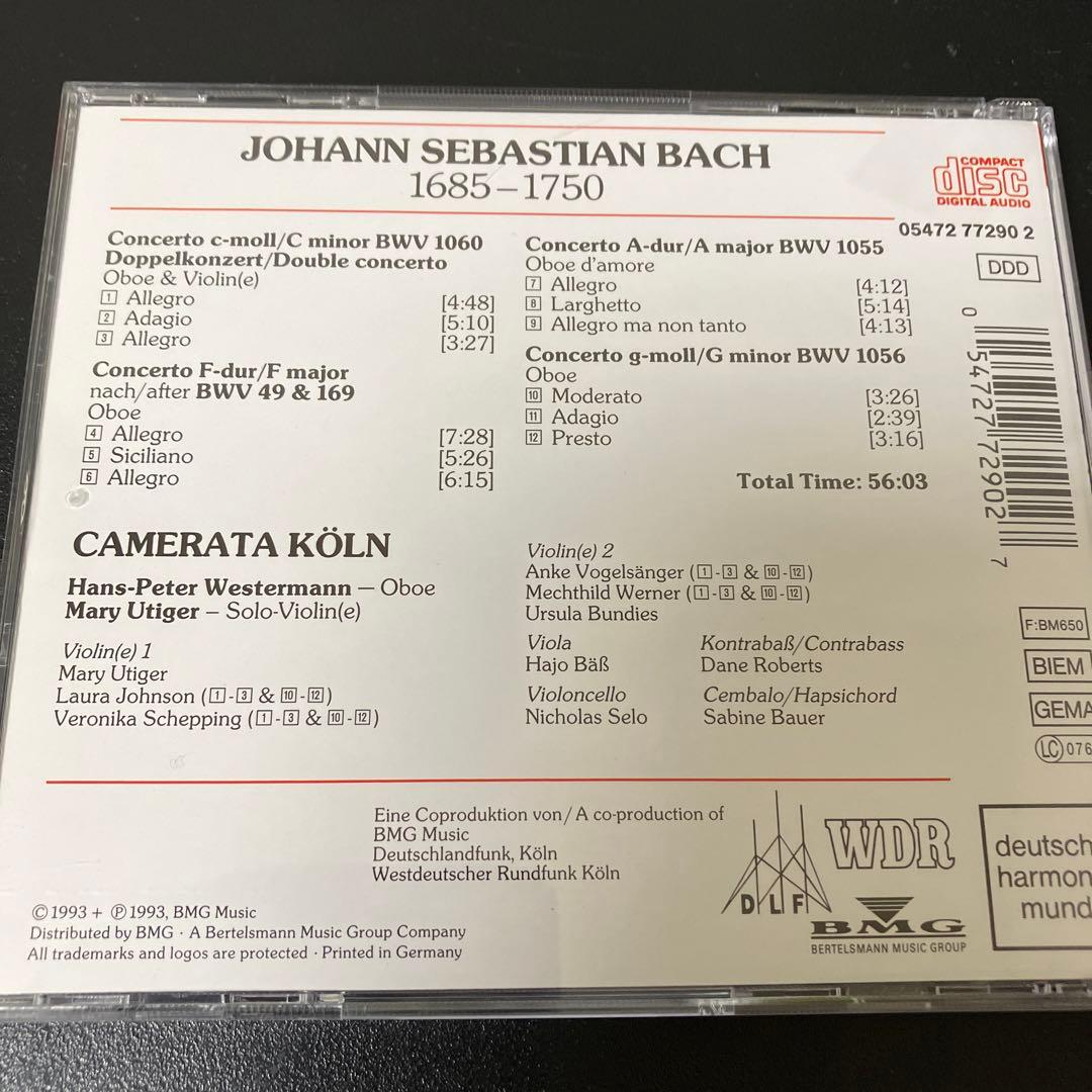 【売約済】ヴェスターマン(ob) カメラータ・ケルン／バッハ： オーボエ協奏曲集