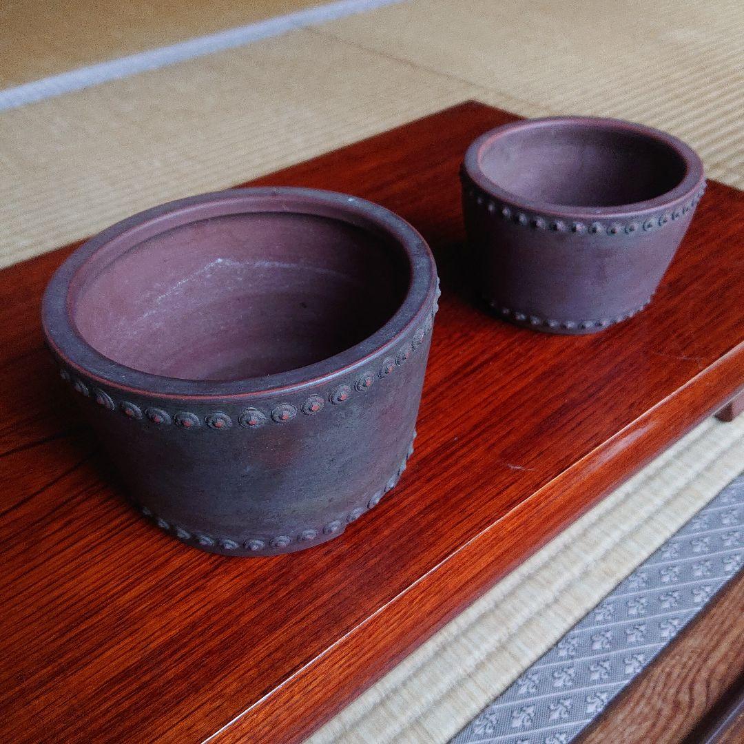 な*ン様 鋲打ち盆栽鉢 2個セット