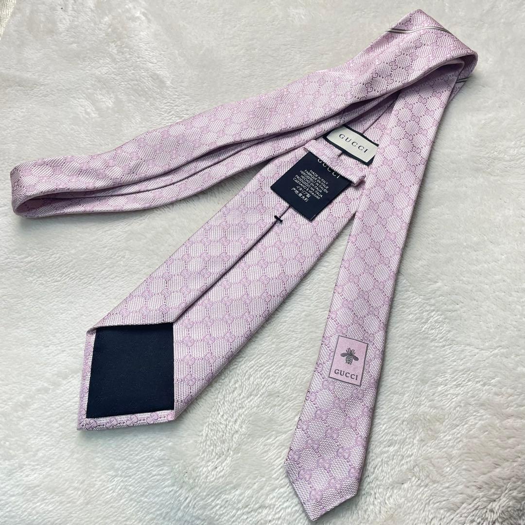 極美品 グッチ GUCCI ネクタイ GG柄 フォーマル GGロゴ