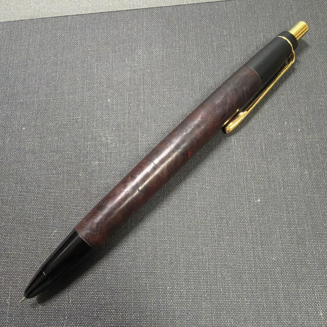 希少 野原工芸 特上花梨瘤杢 シャーペン 0.5mm ゴールド金具 固定式金具