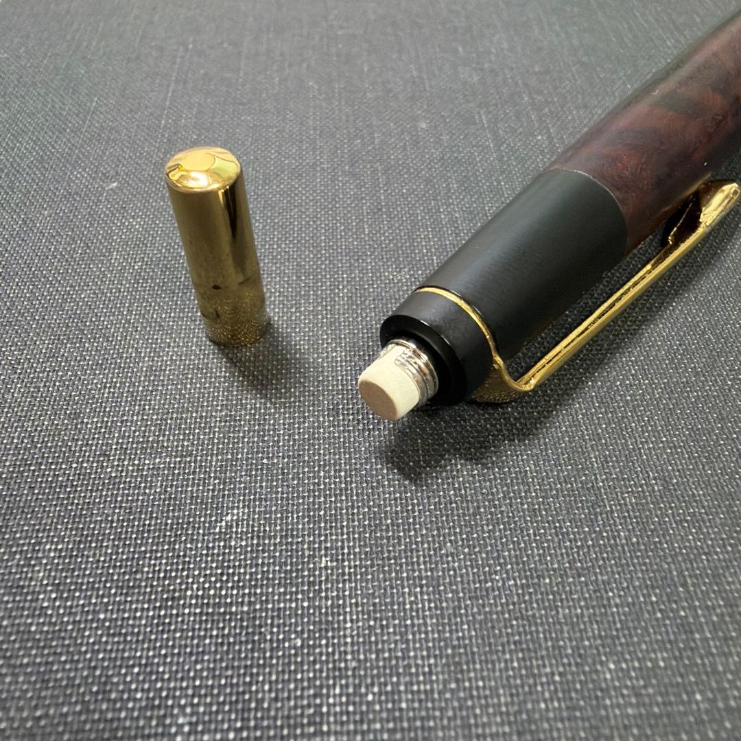希少 野原工芸 特上花梨瘤杢 シャーペン 0.5mm ゴールド金具 固定式金具