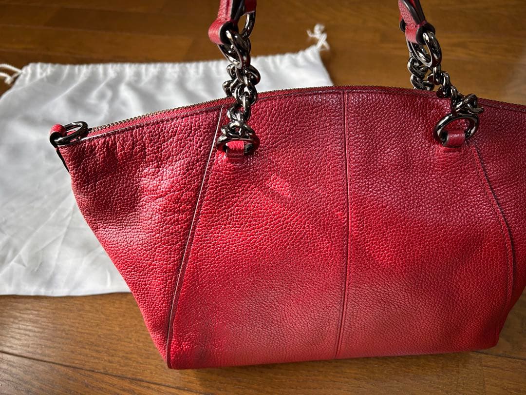 COACH レザー バッグ 赤 保存袋付き