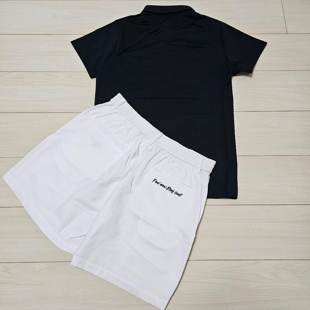 ゆったりLLサイズ❤新品 PING 黒シャツ 白パンツ 上下セット セットアップ