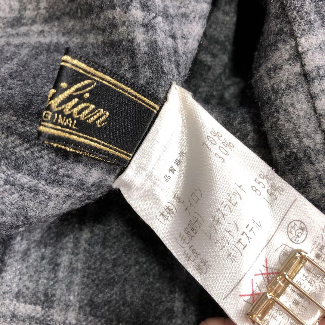 【希少美品】レリアン　リバーシブル　ポンチョ　ケープコート　グレー　チェック