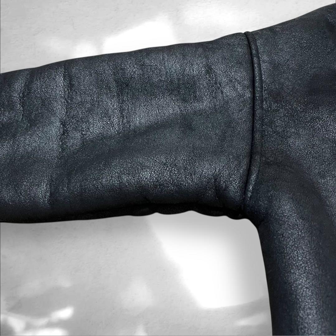 ZARA フード付き　ムートン　フェイクレザージャケット　ムートンジャケット