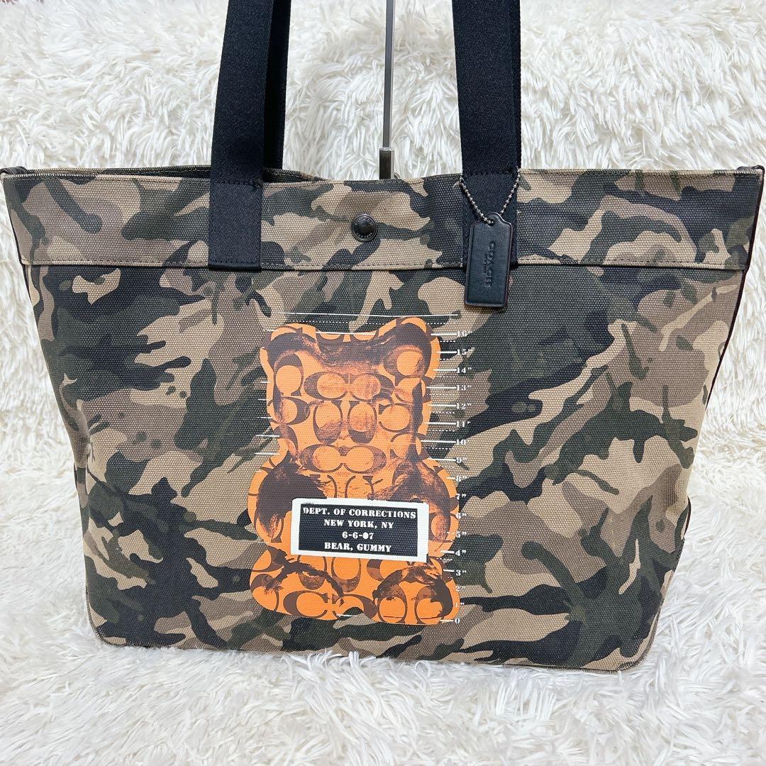 【希少美品】COACH×WhisBe コラボ ガミーベア トートバッグ 迷彩