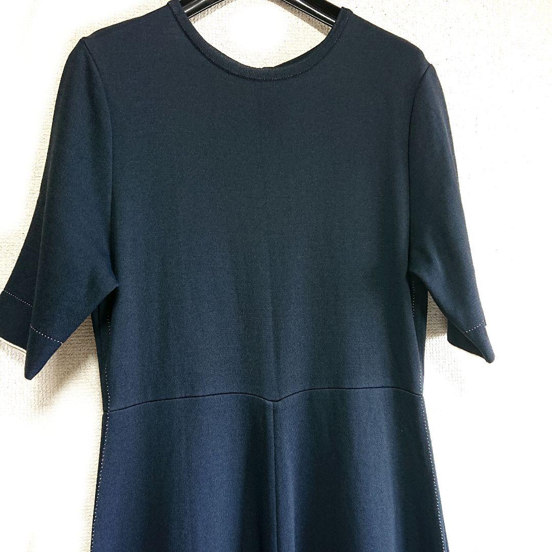 メグム Ballsey ダブルフェイスドットステッチクルーネックワンピース