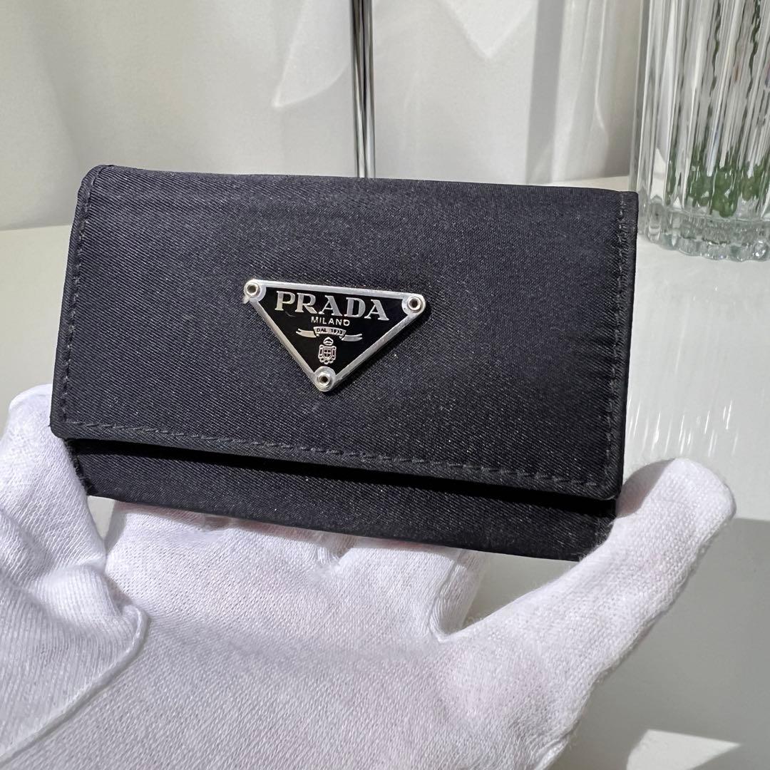 プラダ★PRADA★ブラック キーケース 三角ロゴ ナイロン サフィアーノ ６連