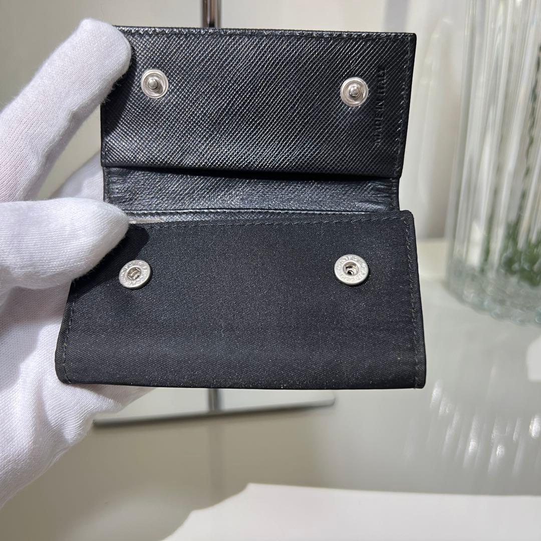 プラダ★PRADA★ブラック キーケース 三角ロゴ ナイロン サフィアーノ ６連