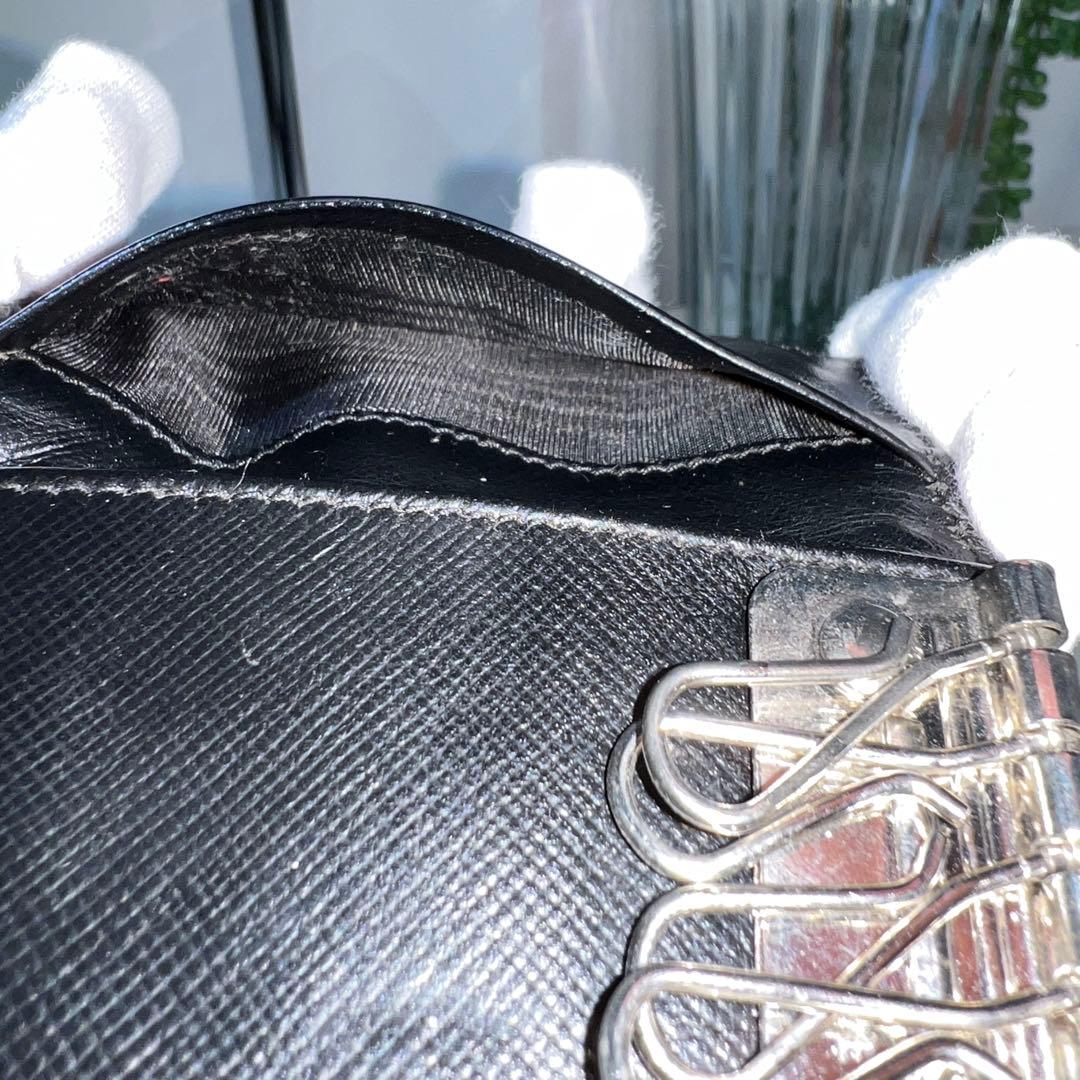 プラダ★PRADA★ブラック キーケース 三角ロゴ ナイロン サフィアーノ ６連