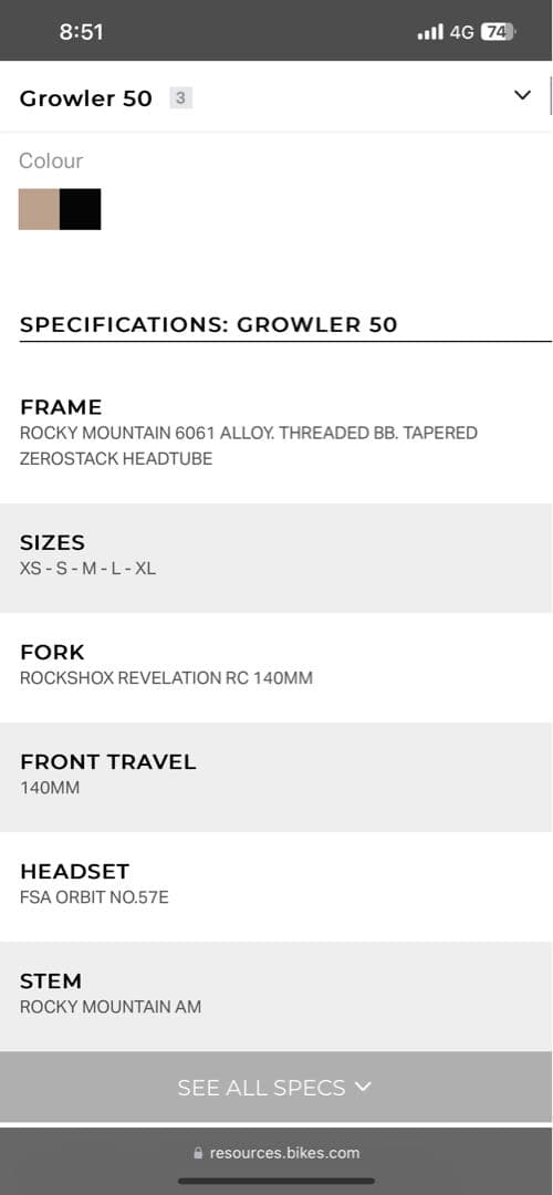3/8までRocky Mountain 27.5 2019年Growler50