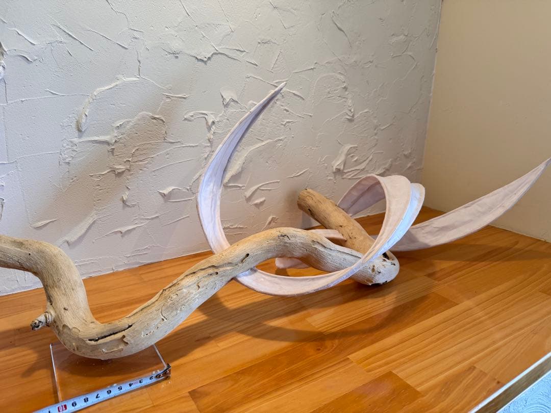 流木アートオブジェ　110cm 和紙　ラタン 一点物 和モダンインテリア