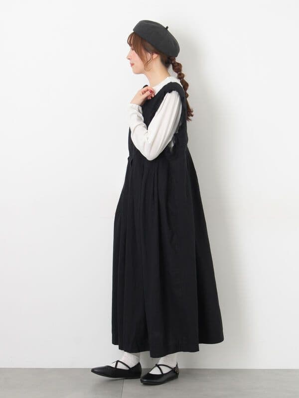 サマンサモスモス【Cross×Linen】肩フリル前後2WAYジャンパースカート