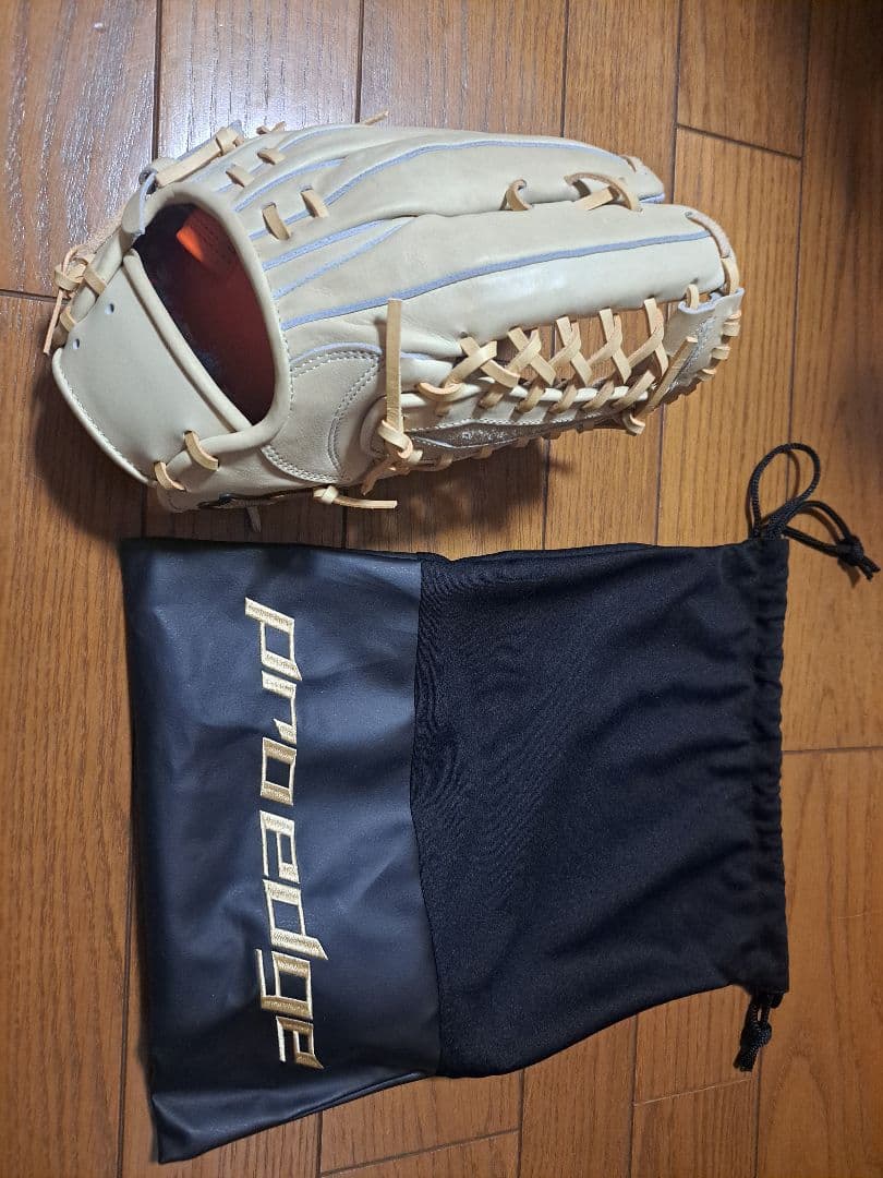 PEAKT345-78 硬式グローブ ベージュ 収納袋付き