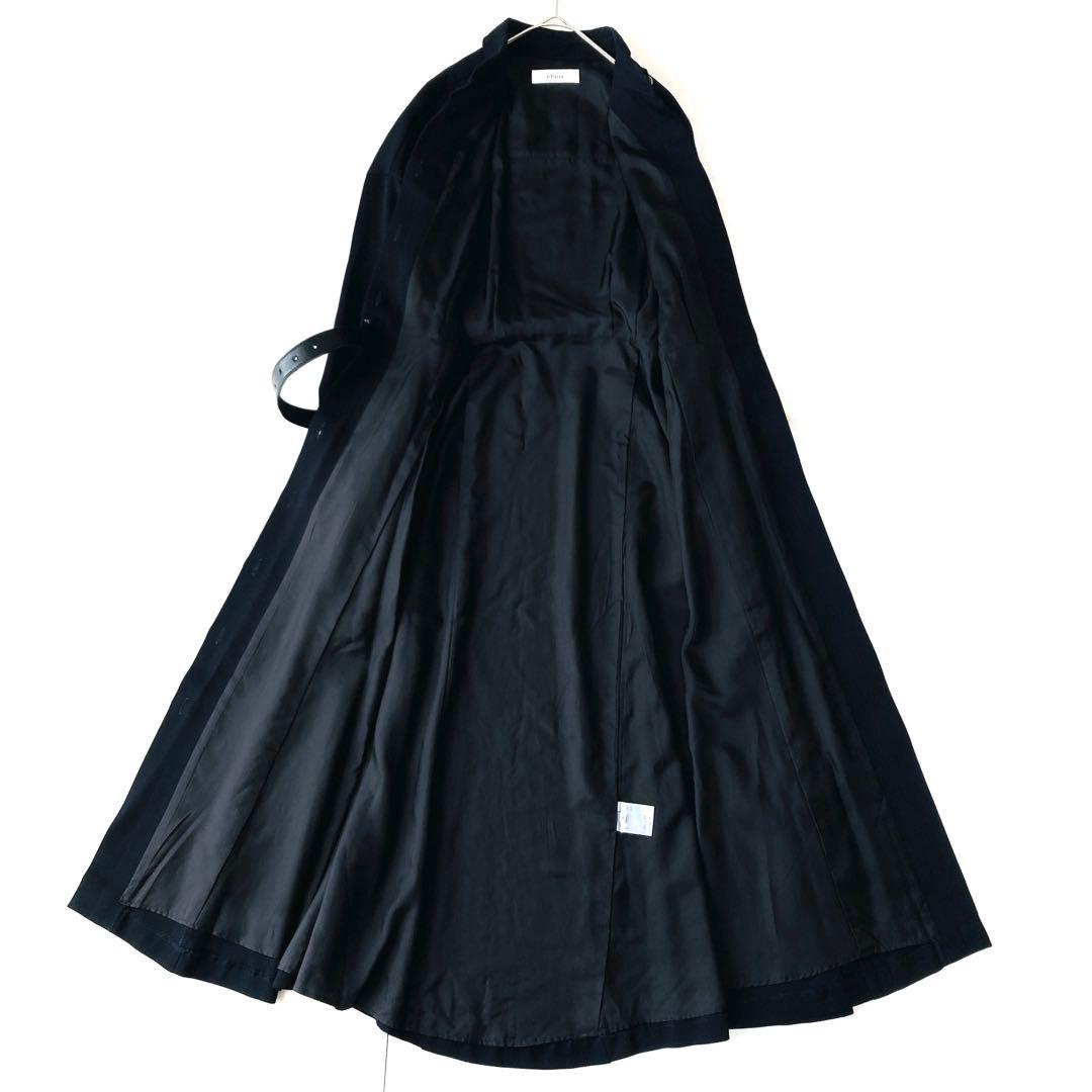 美品✨️エブール　シャツワンピース　金ボタン　ベルト　フレア　マキシ丈　濃紺　36