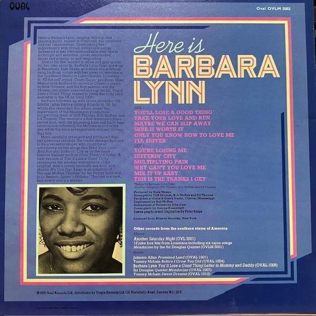 ソウル　バーバラ・リン Barbara Lynn（1976年 UK盤）