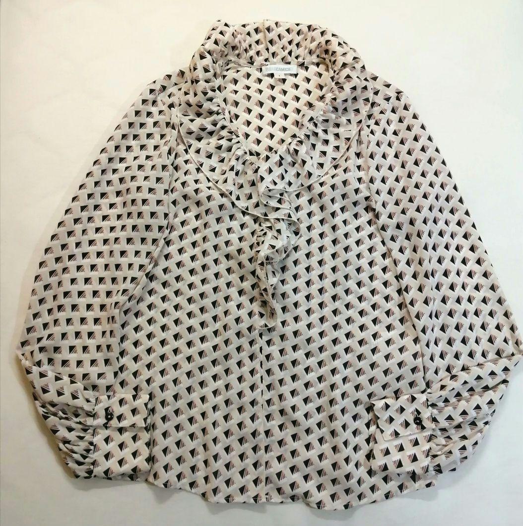【極美品24200円】ナラカミーチェ♦️春物✨女子アナ✨ジョーゼットフリル衿