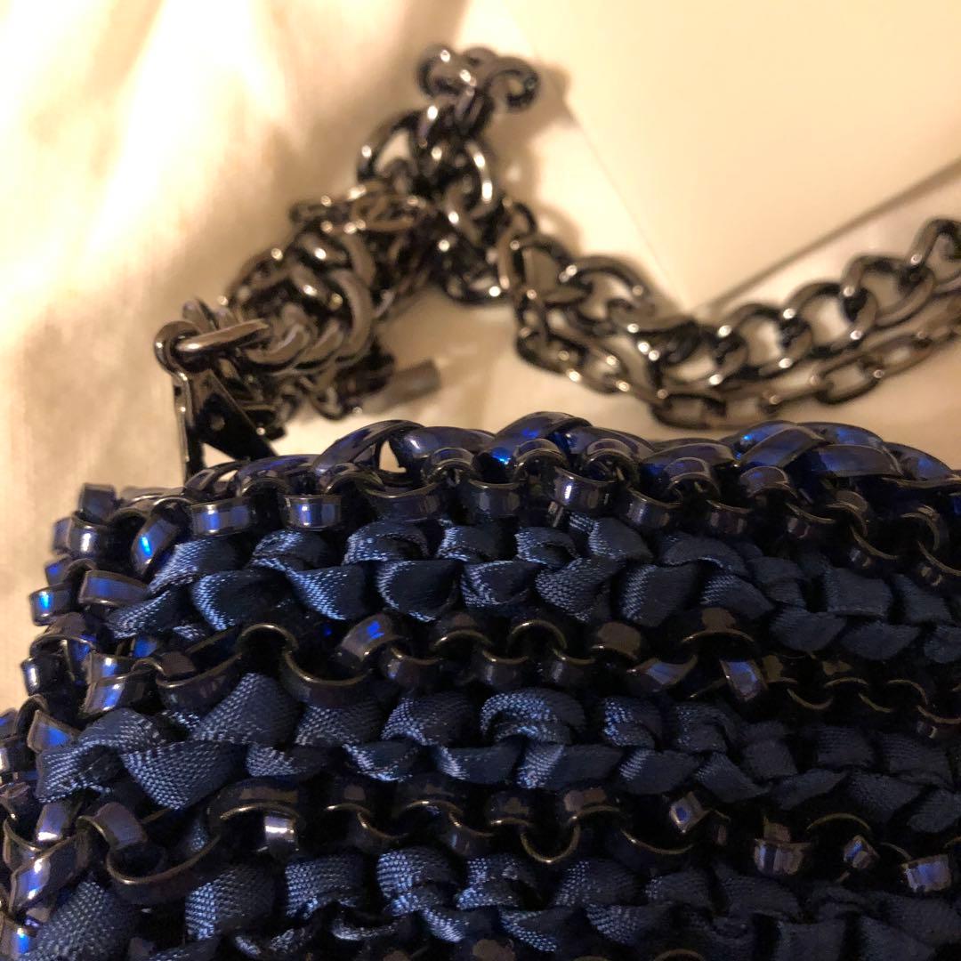 美品　ANTEPRIMA ネイビー ビーズパーティーバッグ