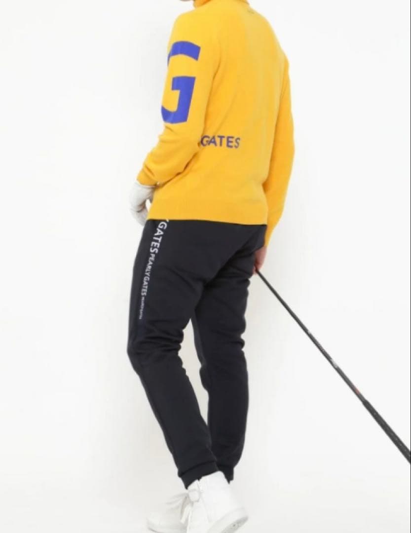 新品 パーリーゲイツ カシミヤ天竺 タートルネックニットプルオーパー(4)M/黄