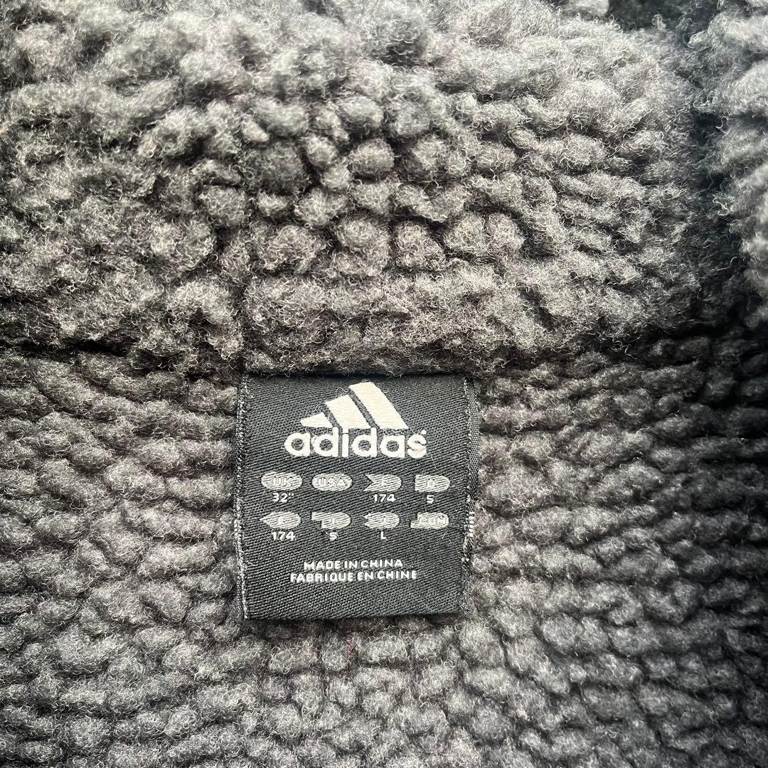 アディダス adidas ベンチコート ボア裏地 フード付 ブラック L相当