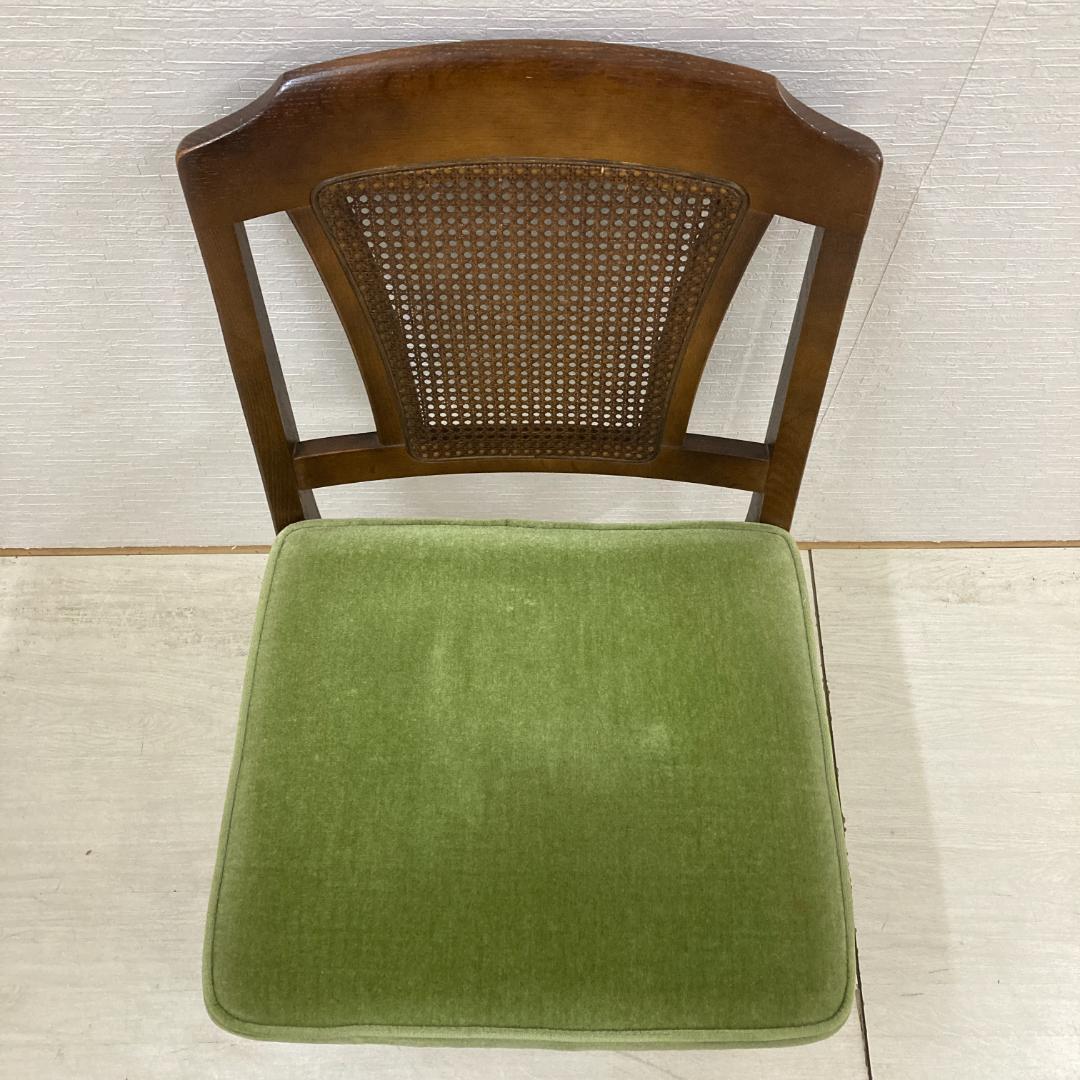 【飛騨産業】キツツキ　モケットグリーン　ダイニングチェア　椅子　２脚セット