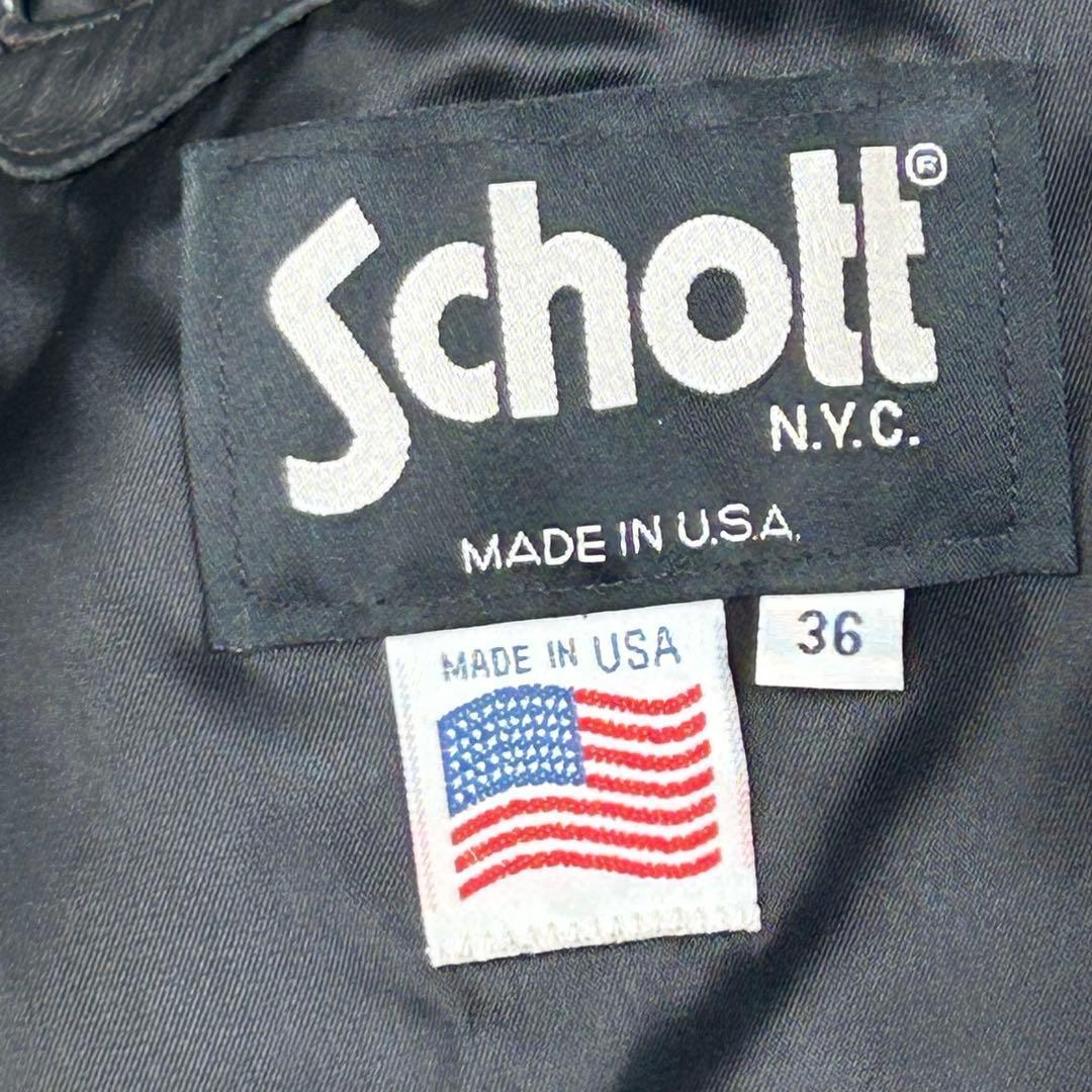 ykst Schott USA レザーテーラードジャケット 黒 牛革 36