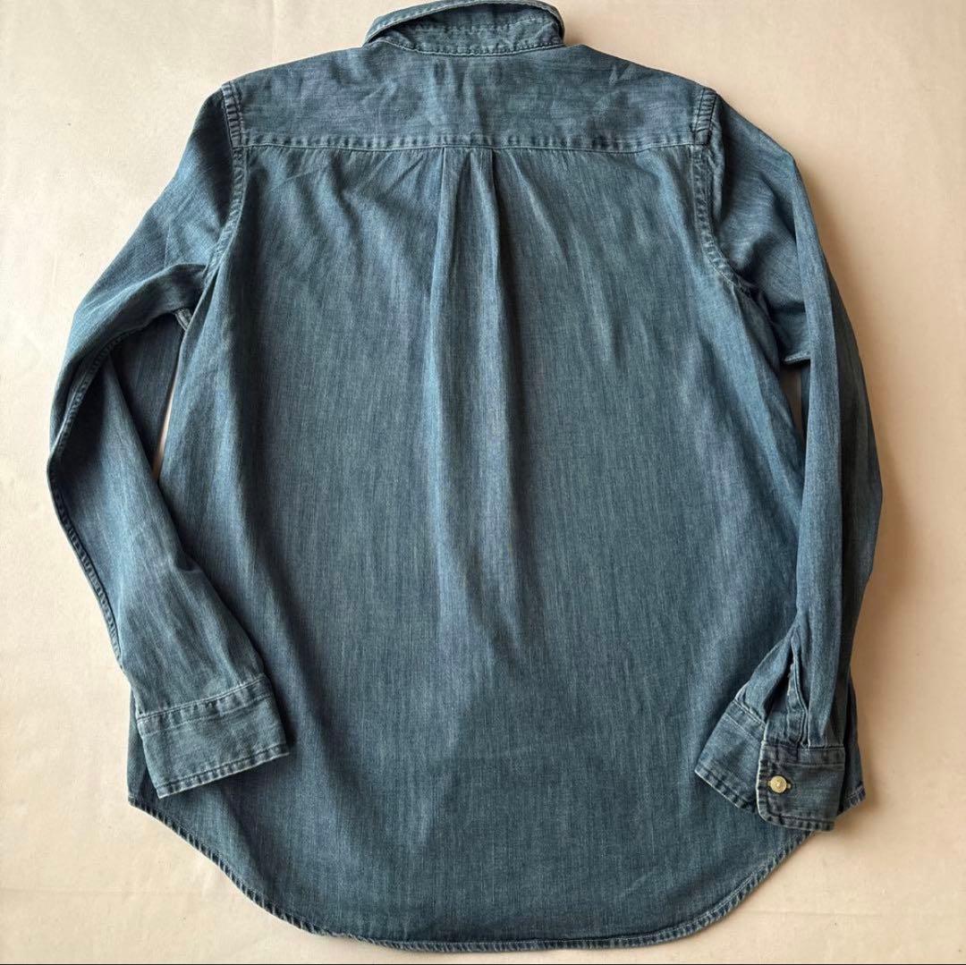 B442新品PoloRalphLaurenシャンブレーシャツ長袖デニム(L)相当
