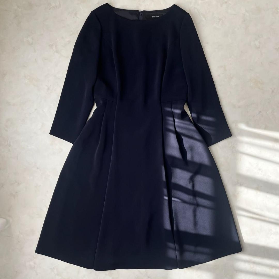 【美品】UNTITLED 長袖ワンピース　ロング丈　フォーマル　セレモニー L