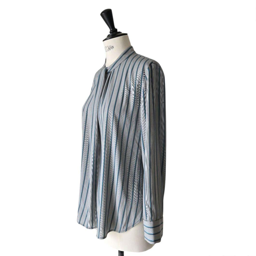 iCB Light Twill ボウタイ デサイン ブラウス L ストライプ