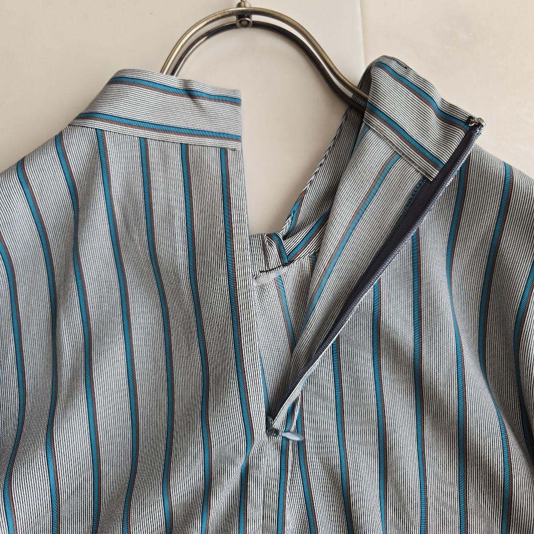 iCB Light Twill ボウタイ デサイン ブラウス L ストライプ