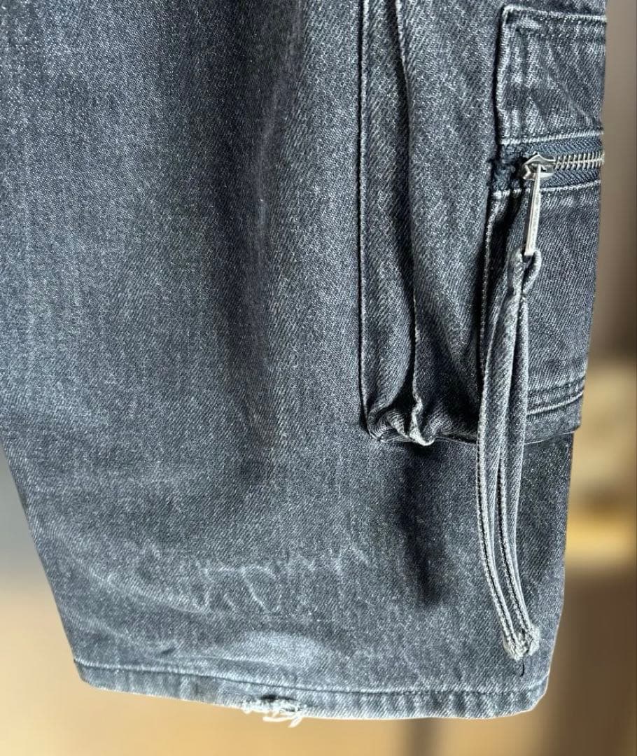 masonprince ダメージ加工 スタッズ カーゴデニムパンツ　ベルト付き