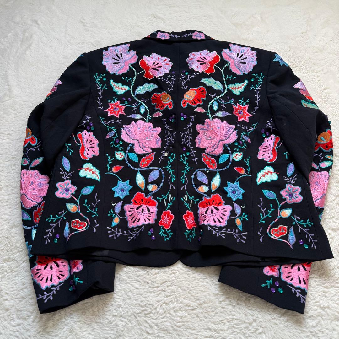【美品】ジョンマイヤー 花柄刺繍ジャケット 黒