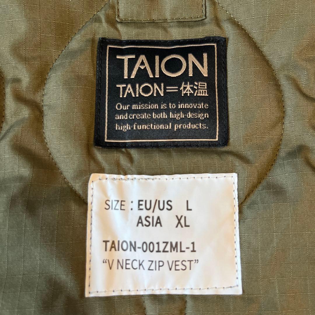 TAIONミリタリー Vネックジップ ダウンベスト 001ZML-1