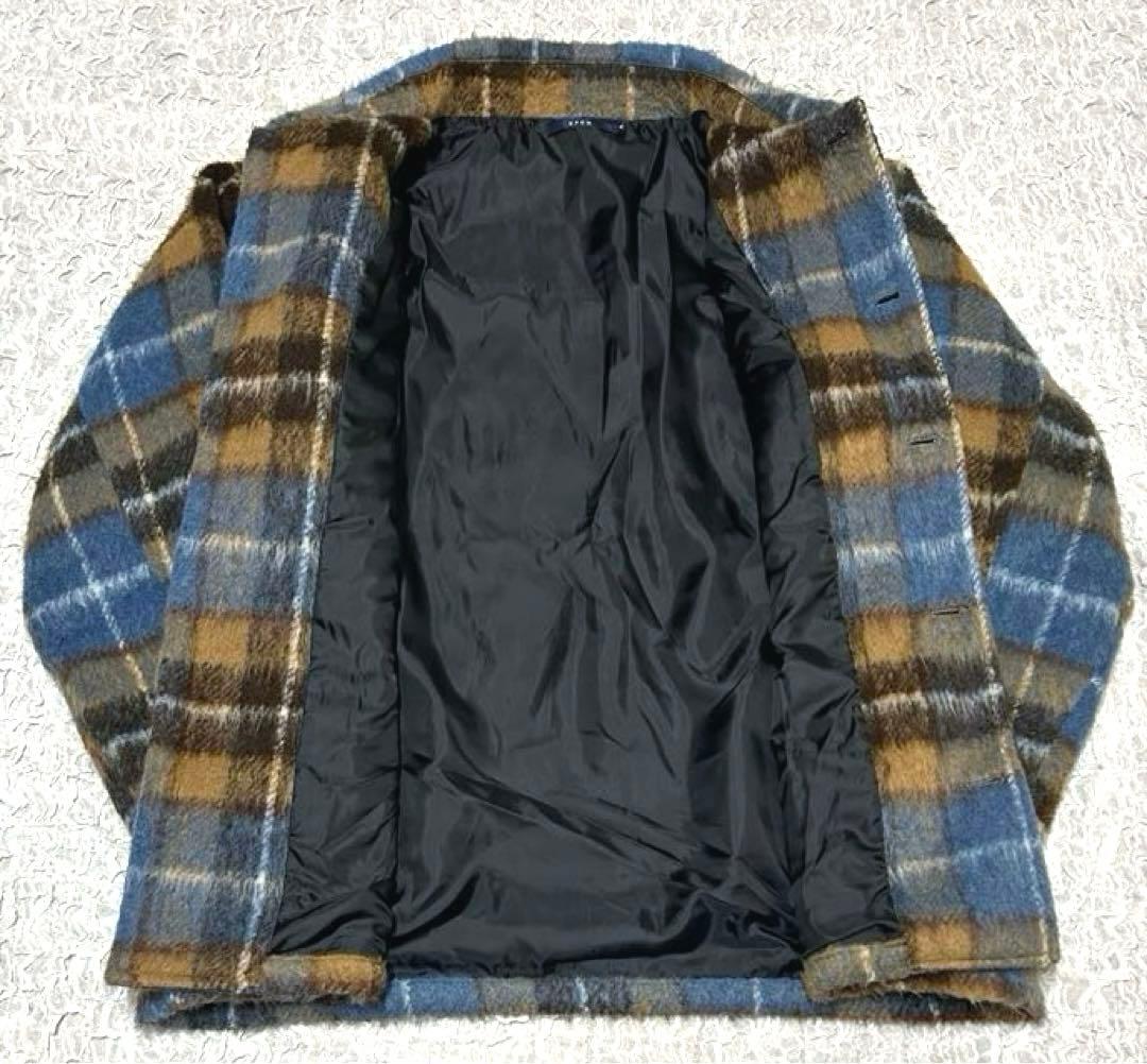 【極美品】即完売 CPCM シャギー チェック CPOシャツジャケット ブルー