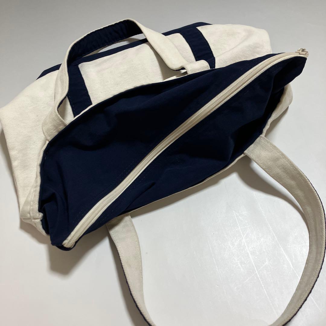 あ*き様 90s USA製 ランズエンド トートバッグ ネイビー ジップトップ