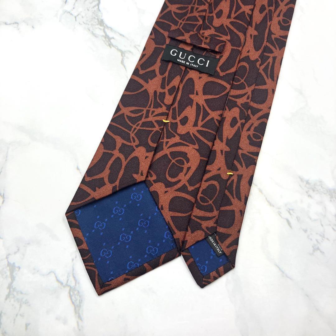 ◆美品◆GUCCI グッチ ネクタイ 赤茶色 カジュアル