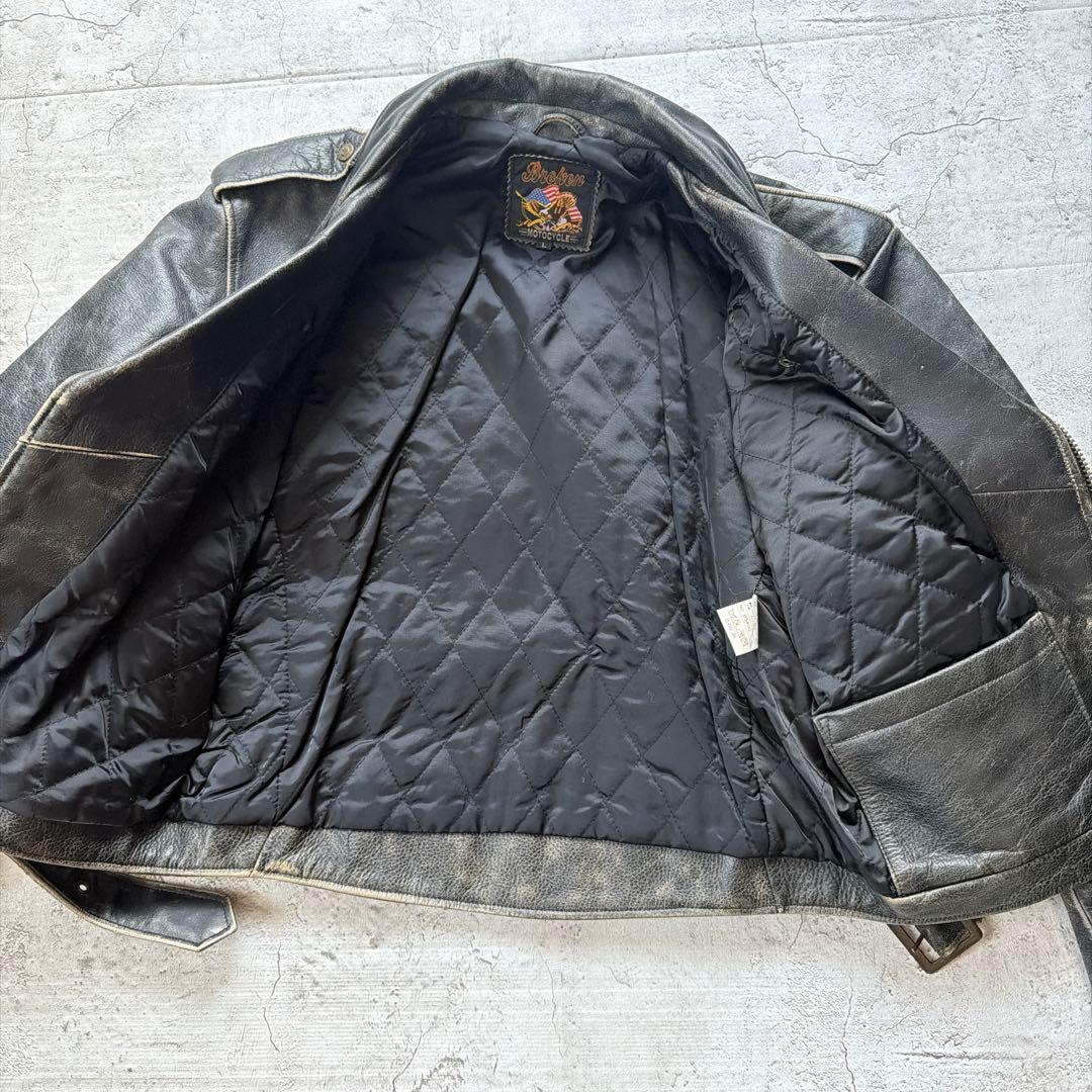 80s BROKEN MOTOCYCLE ダブルライダース レザージャケット L