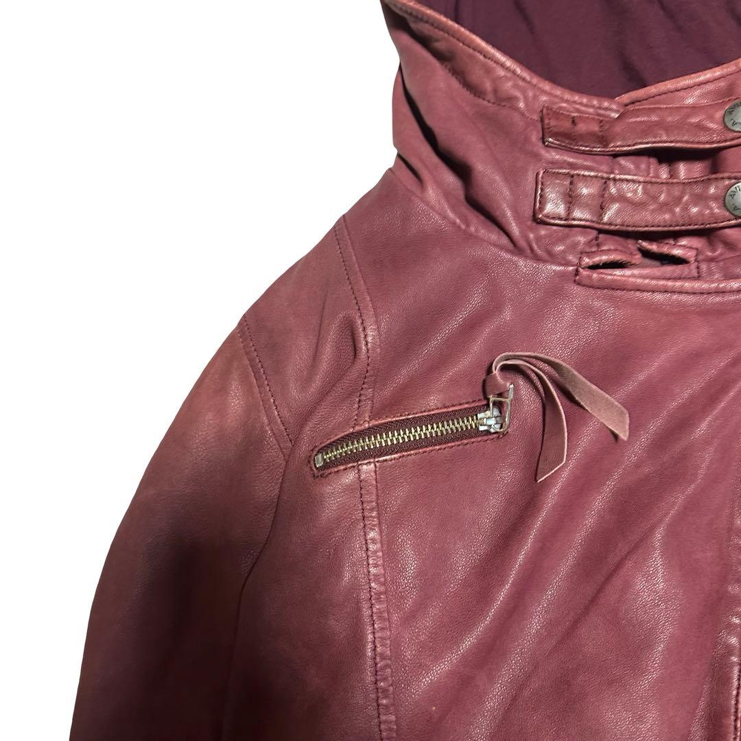AVIREX leather hoodie レザー パーカー サイズL