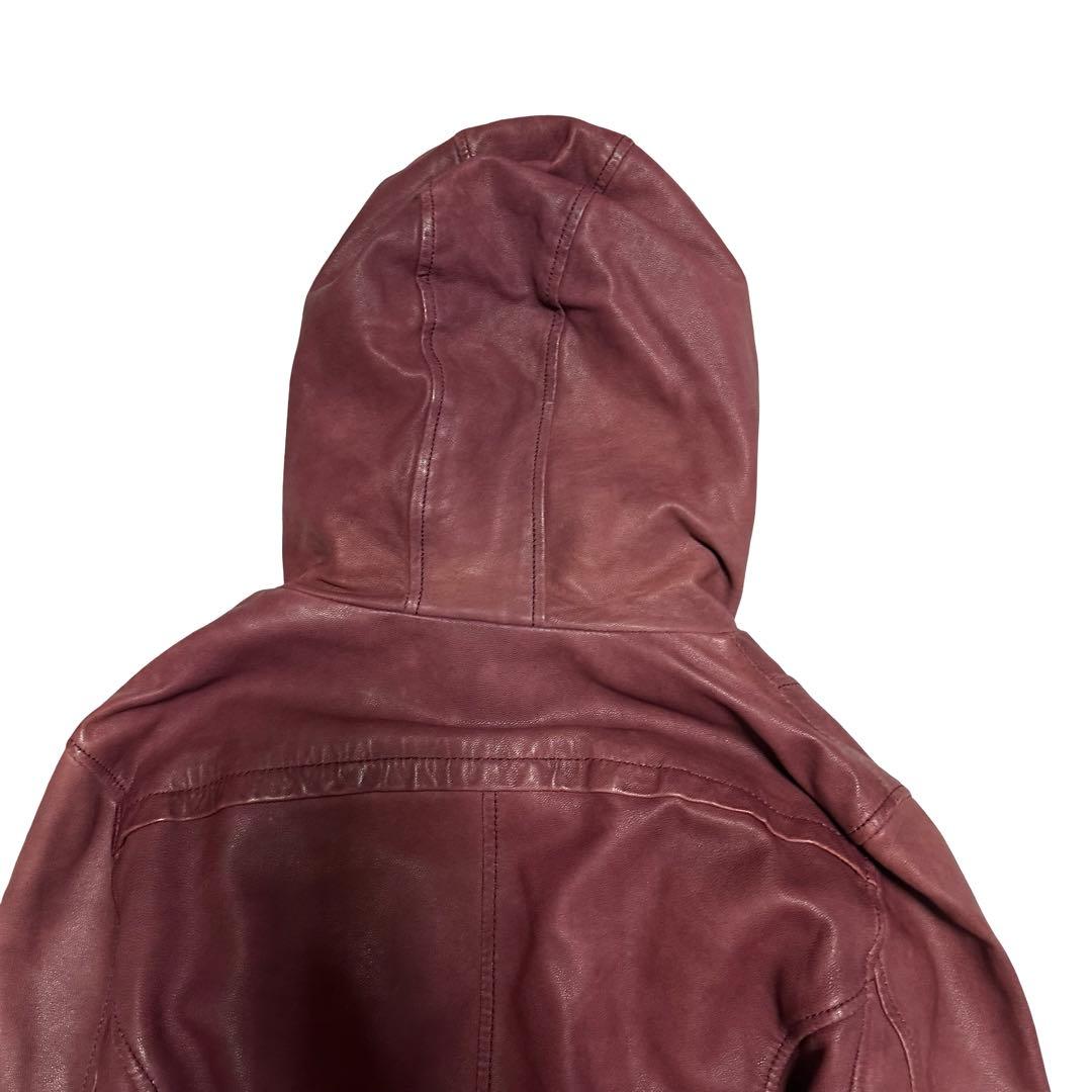 AVIREX leather hoodie レザー パーカー サイズL