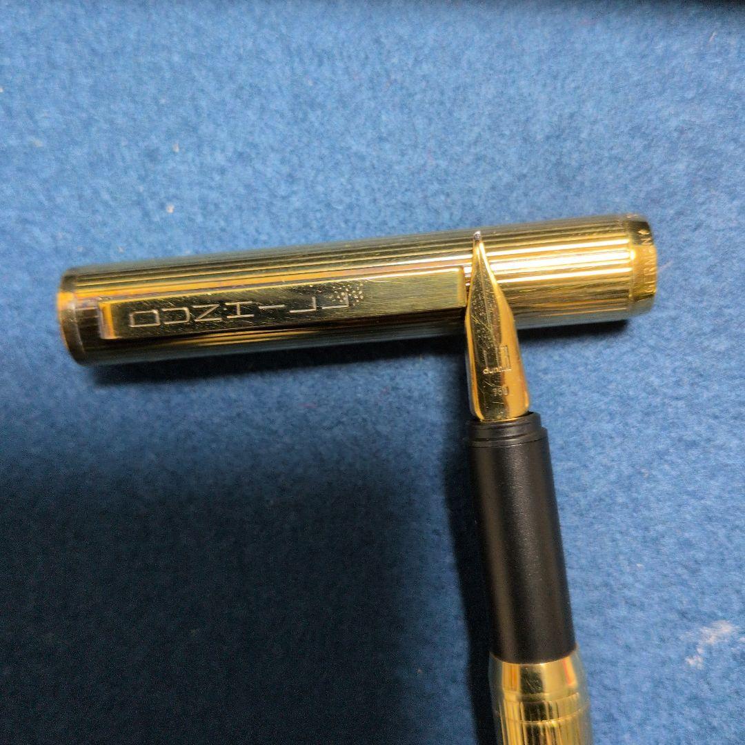 d*3様 ダンヒル万年筆/ペン先dunhill750刻印。ライン模様ゴールドプレ