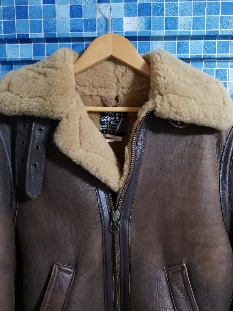 【 USA製 ブラウン シープスキン】Schott B-3 フライトジャケット